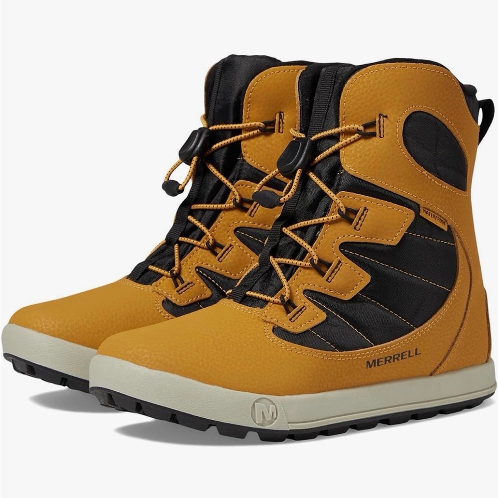 Merrell Kids Waterproof Snow Boots in Wheat and Black